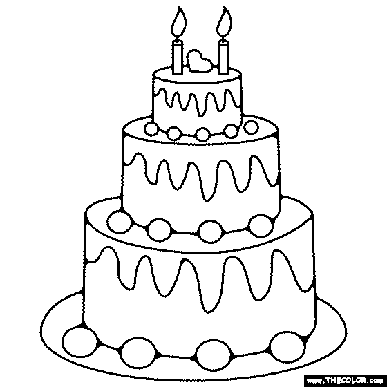 Tiered Birthday Cake Coloring Page